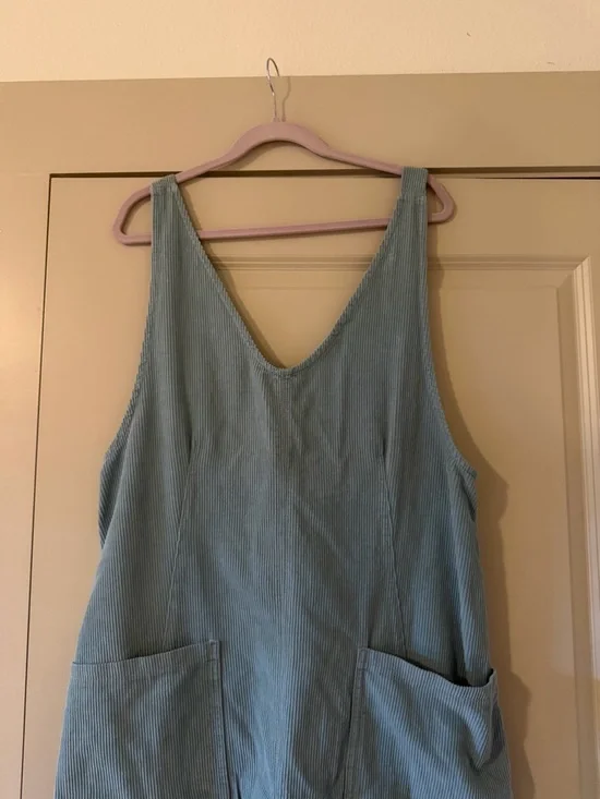 We The Free High Roller Cord Jumpsuit Blue Tourmaline - Size M - Picture 3 of 6